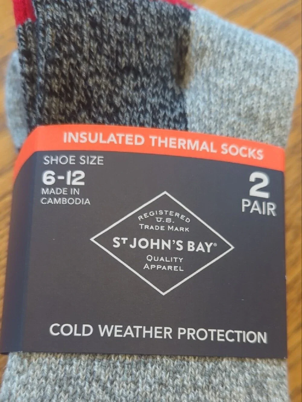 St. John's Bay Gray and Red Cold Weather Thermal Socks - 2 Pack